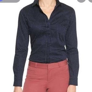 Banana Republic Tailored Fit blue dot long sleeve button up